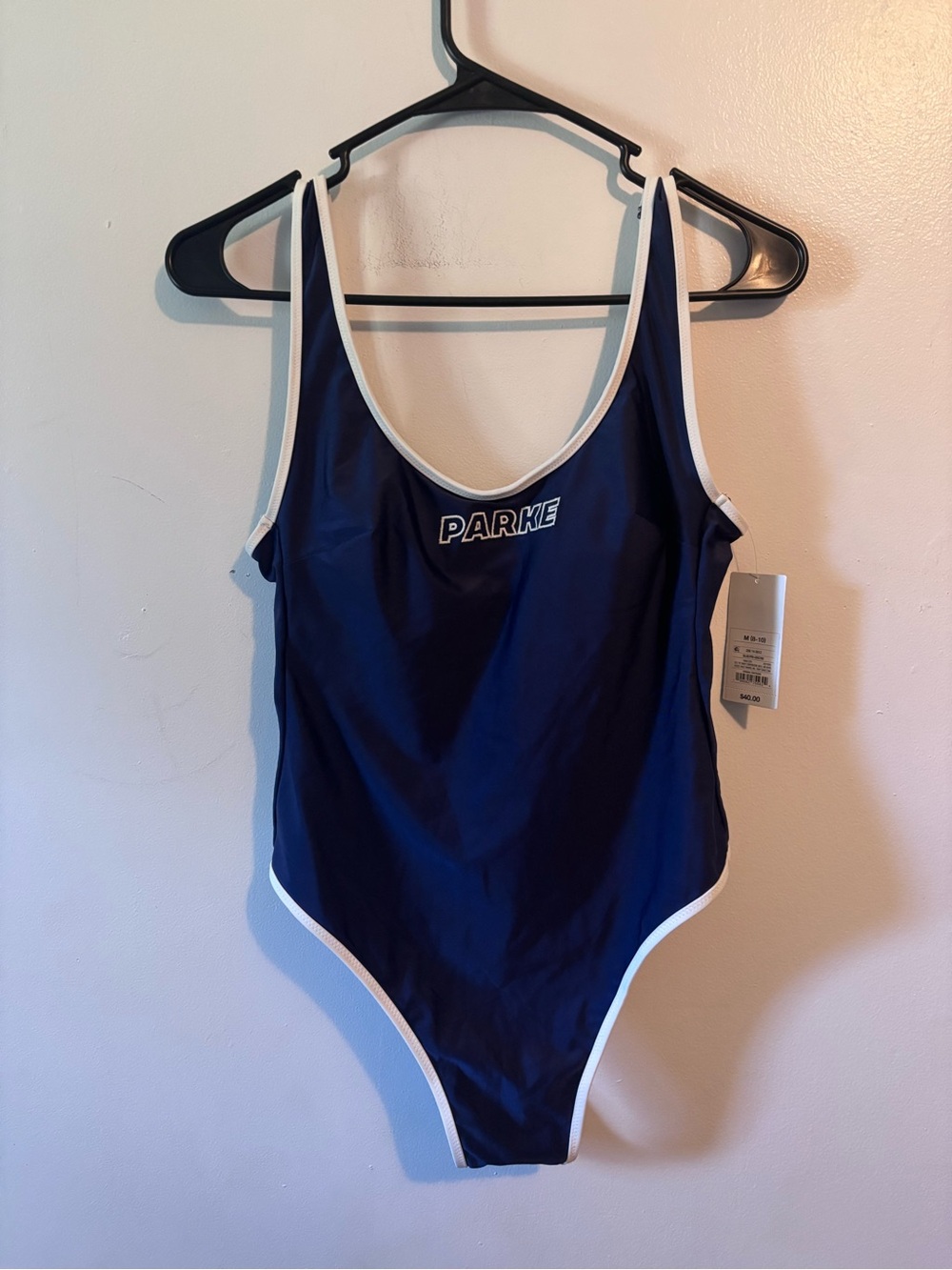 Parke x Target Women's Navy One-Piece Swimsuit with White Trim
